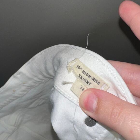 Madewell 10” High Rise Skinny Jeans White Plus 34 Button Fly Step Fray Hem - Picture 6 of 9
